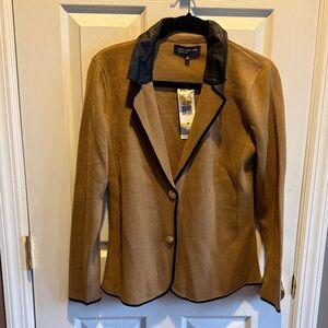 Jones New York Women's Camel Blazer with Black Trim